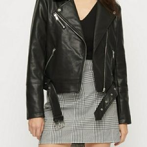 FAUX LEATHER JACKET WITH BELT